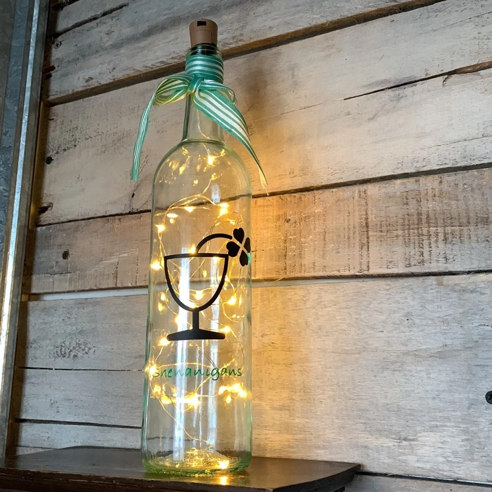 ‘Shenanigans’ wine bottle lantern